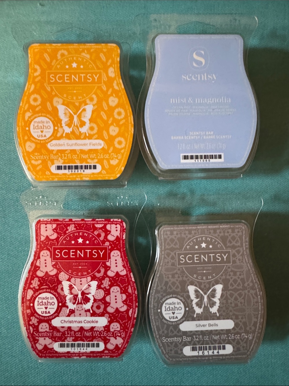 Scentsy Wax Bars — Yellow, Light Blue, Red, Gray Set